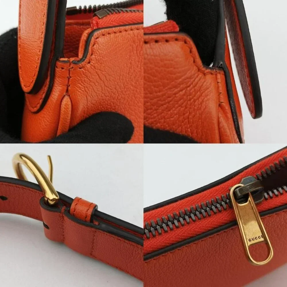 Gucci Aphrodite Orange Leather Shoulder Bag - Picture 9 of 10